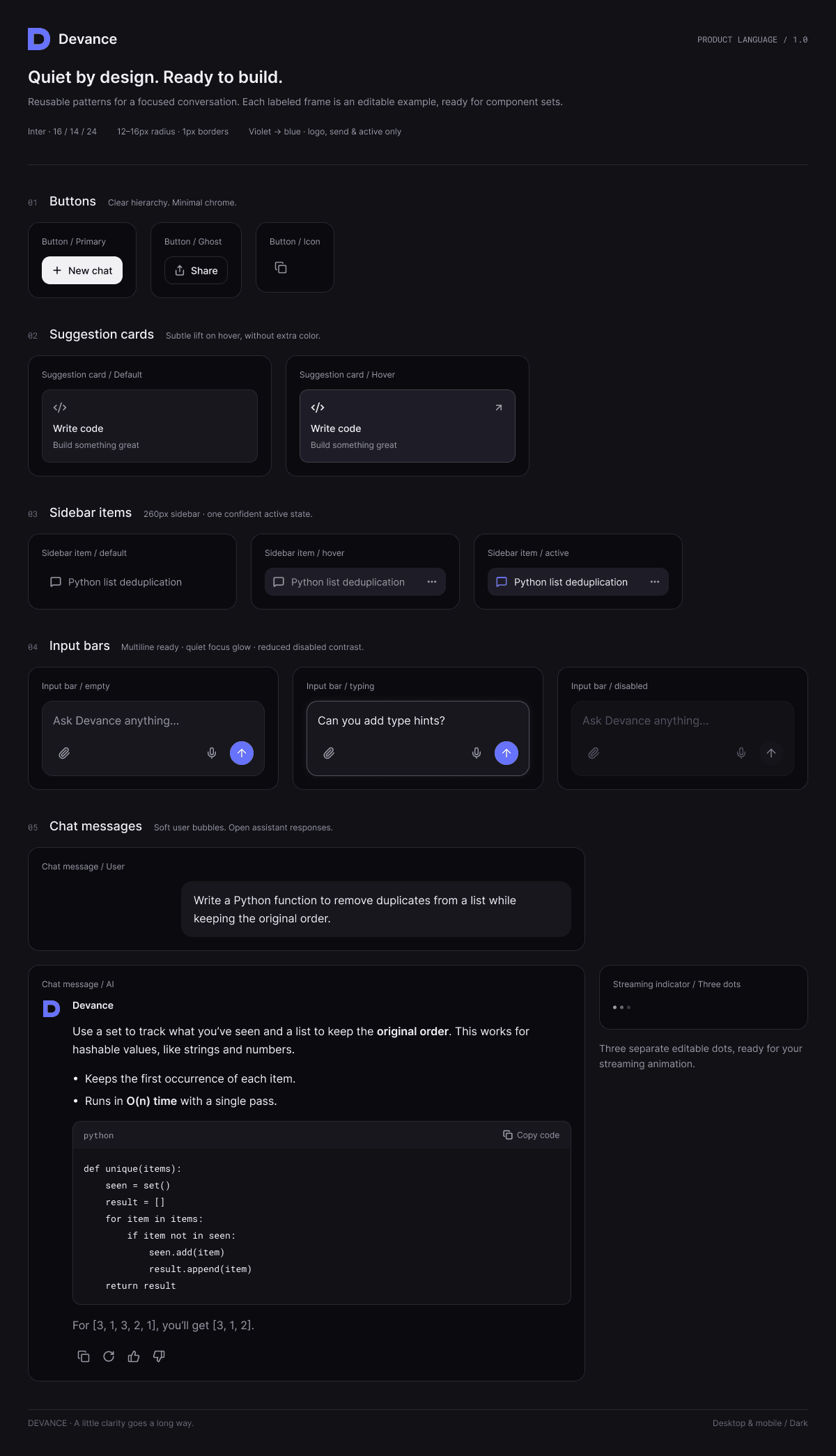 AI Product Interface preview